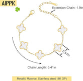 18K Gold Plated Clover Bracelets Lucky Leaf Set of 3